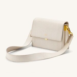 JW Pei Mini Flap Crossbody in Ivory Lizard